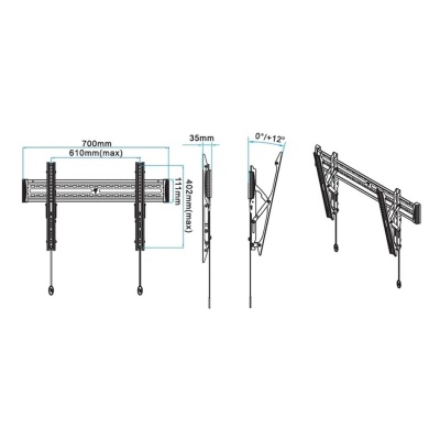 Кронштейн для телевизора NB C3-T настенный, наклонный, 40-65 дюйма, черный